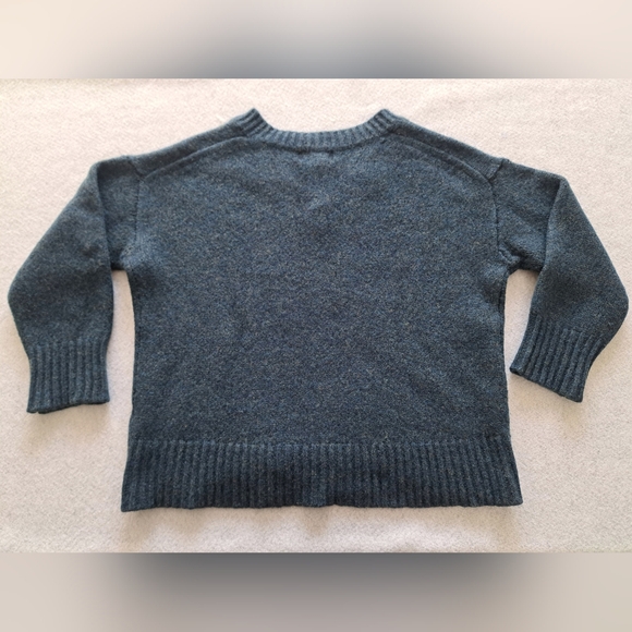 Banana Republic Wool Cotton Blend Teal V-Neck Petite Sweater - Picture 4 of 12